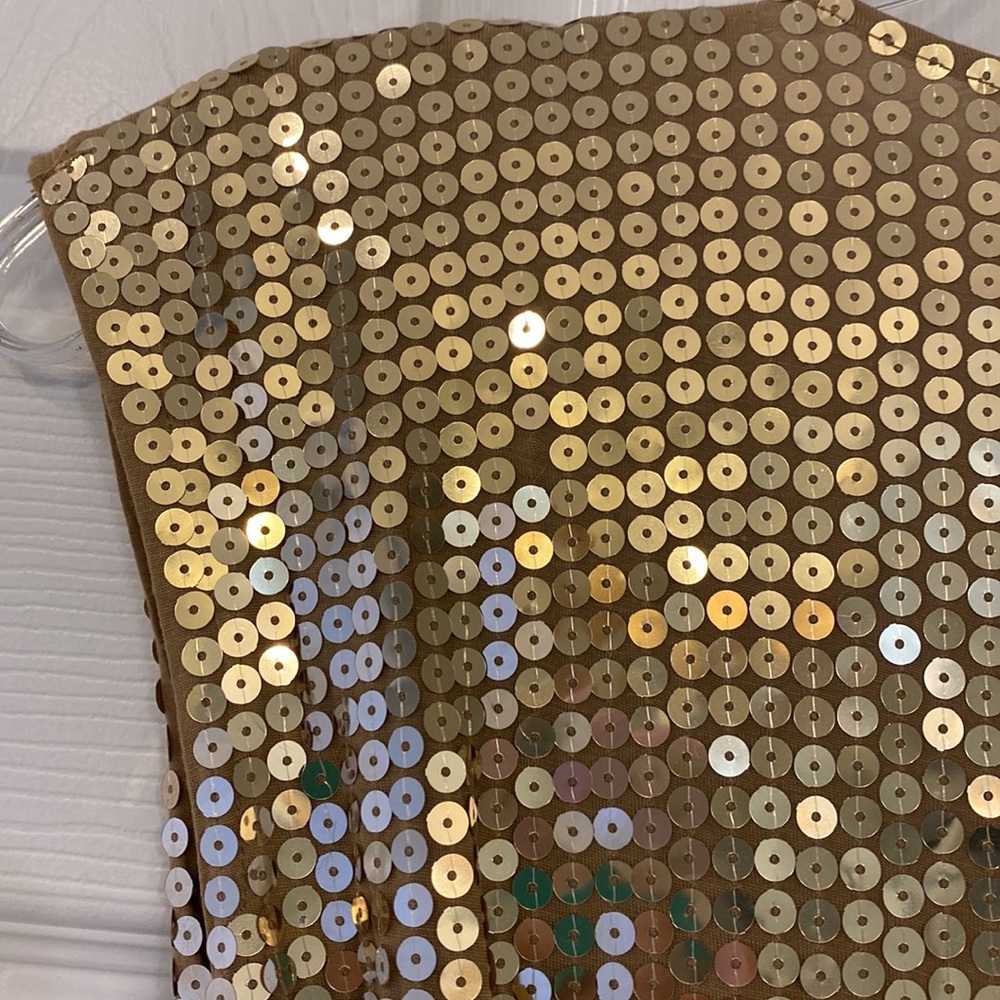 Micheal Kors Gold Sequin Wrap Dress sz XS - Picture 3 of 8